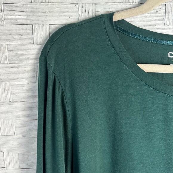 Chico’s pima Cotton long sleeve Tee shirt Hunter Green Normcore casual plus size - Picture 3 of 9